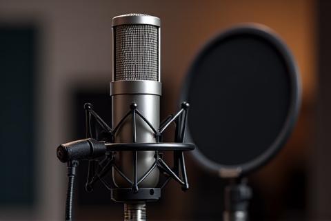 Professional microphone setup in a studio setting