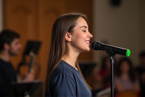 Student singing with confidence during a lesson