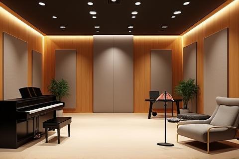 Modern vocal studio room with piano