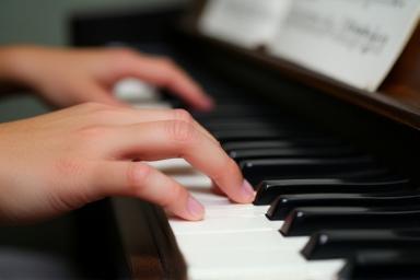 Hands on a piano keyboard